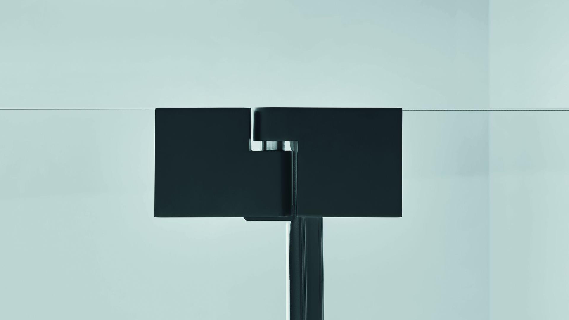 Glas Glas Scharniere in schwarz matt