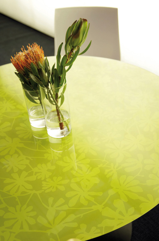 Tischplatte floral grün