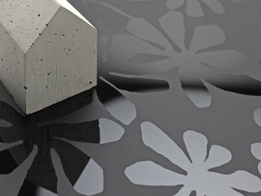 [100224 FG] Farbiges Glas floral seidenmatt schwarz